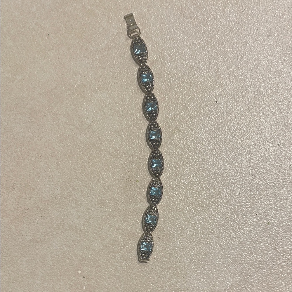 Elegant Silver Bracelet with Blue Accents